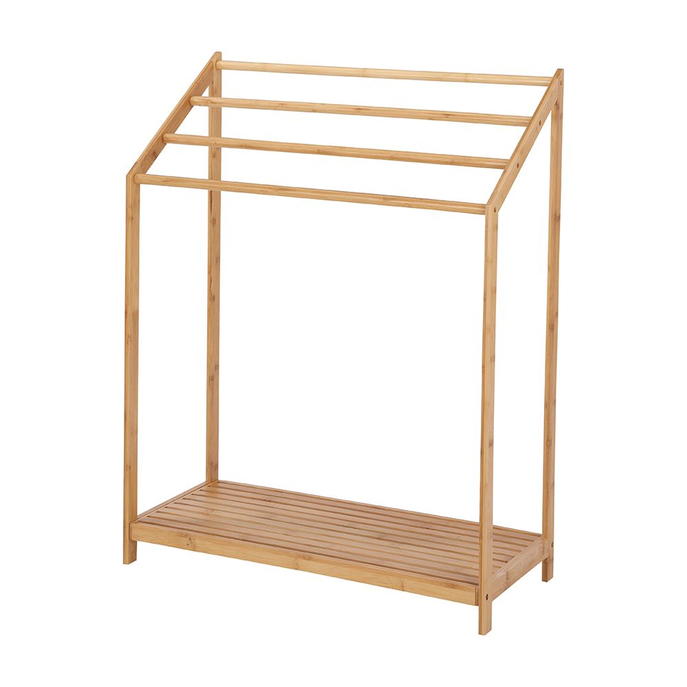 ราวแขวนผ้าพร้อมชั้นวาง รุ่นแอชลีย์ - สีธรรมชาติ