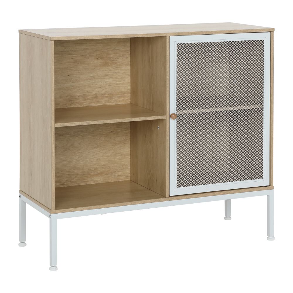 ตู้บานเปิด รุ่นโมนิโม่ ขนาด 90 x 35 x 80 ซม. - สีขาว/ธรรมชาติ