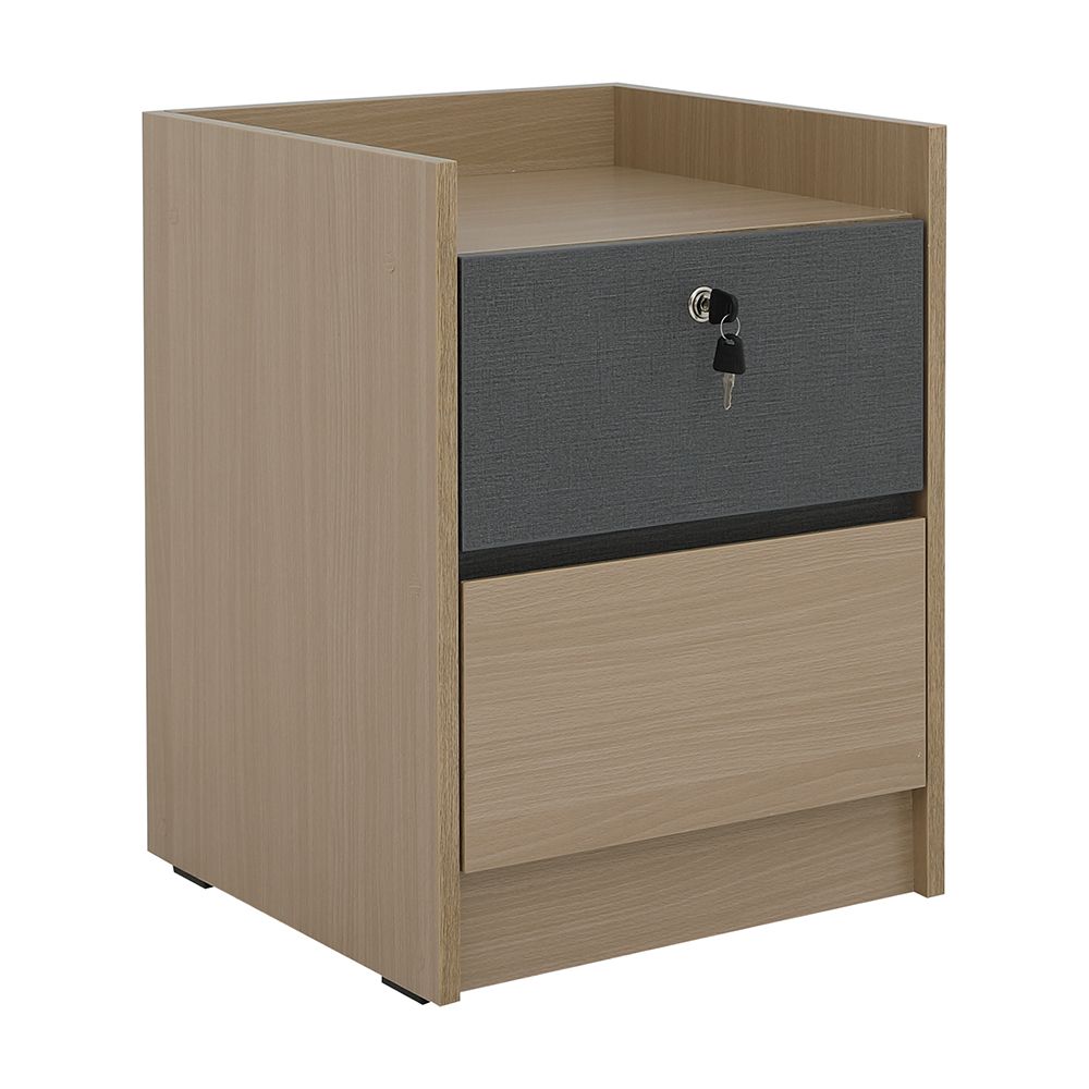 Furinbox ตู้ 2 ลิ้นชัก รุ่นเมอรินด้า - สีธรรมชาติ/เทาเข้ม