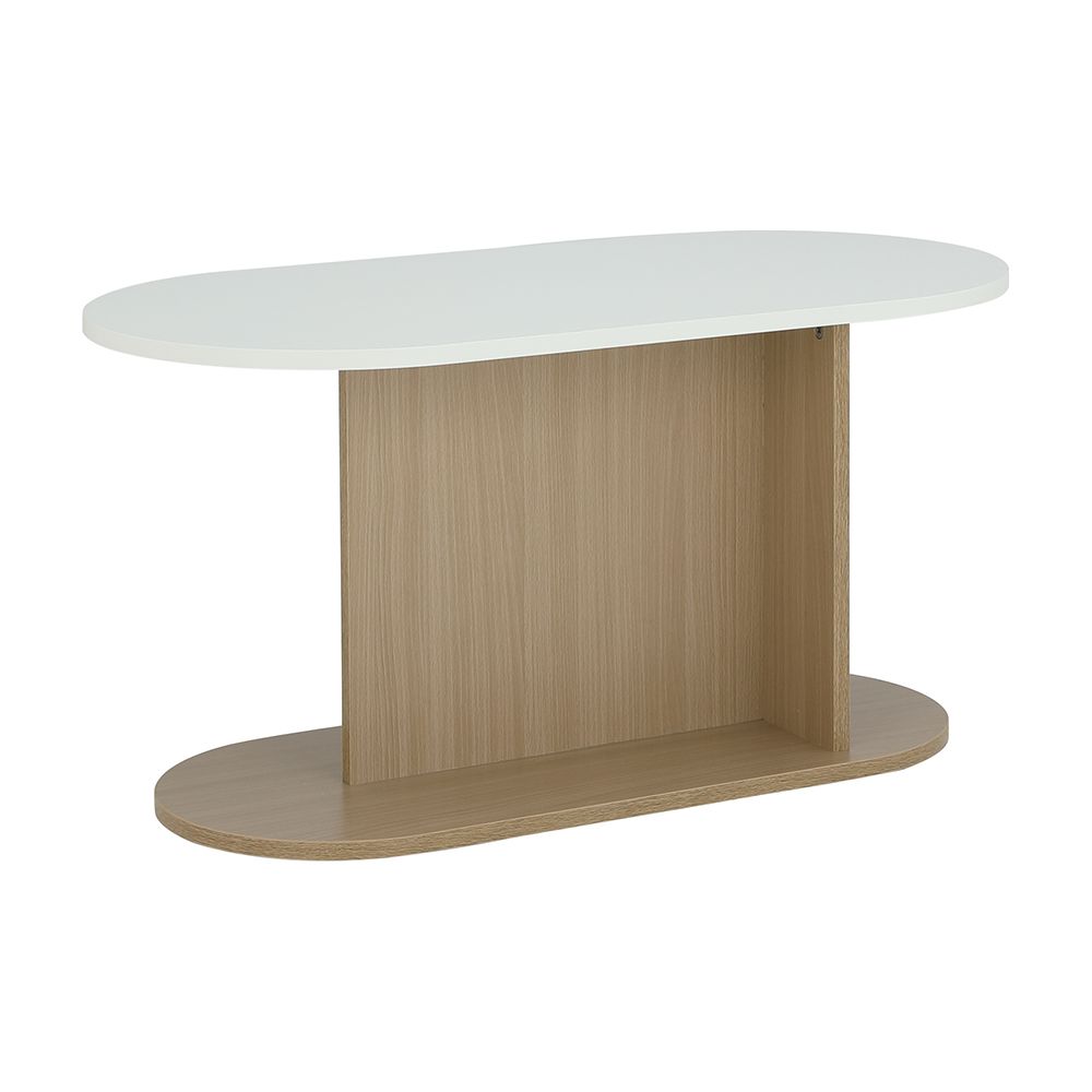 Furinbox โต๊ะกลางท็อปรูปไข่ รุ่นมีอา ขนาด 80 ซม. - สีธรรมชาติ/ขาว