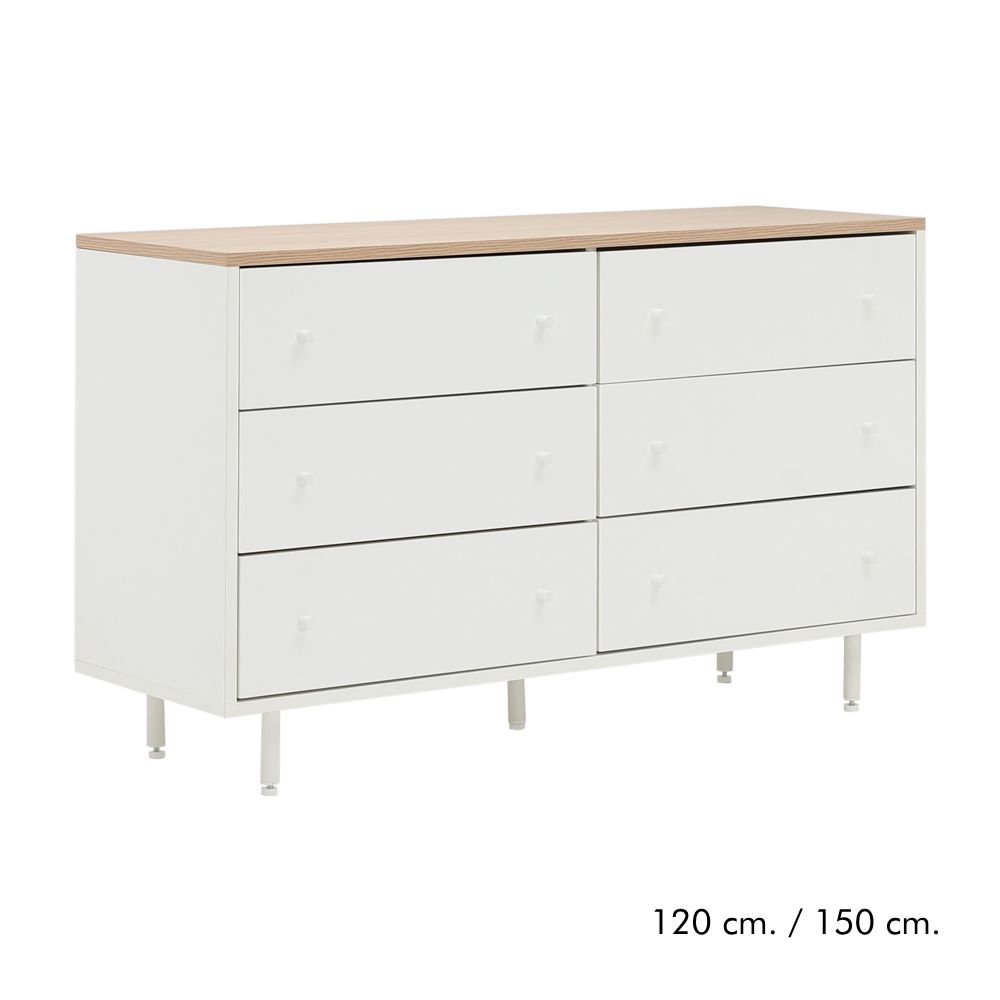 ตู้ 6 ลิ้นชัก รุ่นมินิมอล - สีขาว/ไลท์ วู้ด