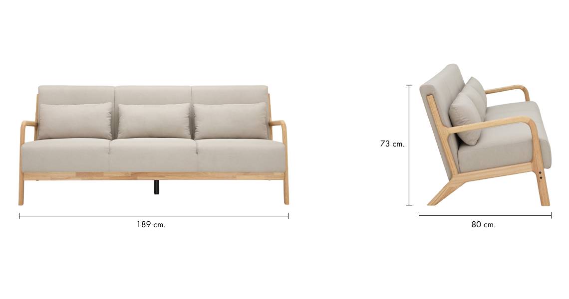 AOMORI Fabric 3 Seat Sofa