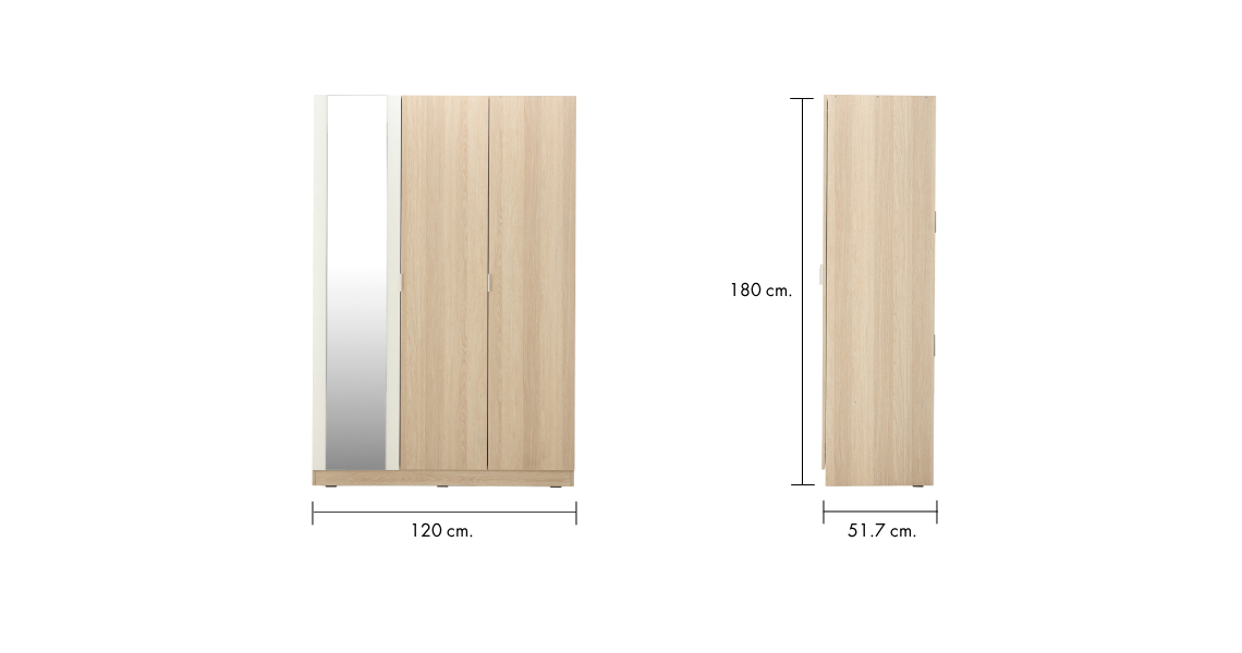 CHAMP 3 Doors Wardrobe with Mirror